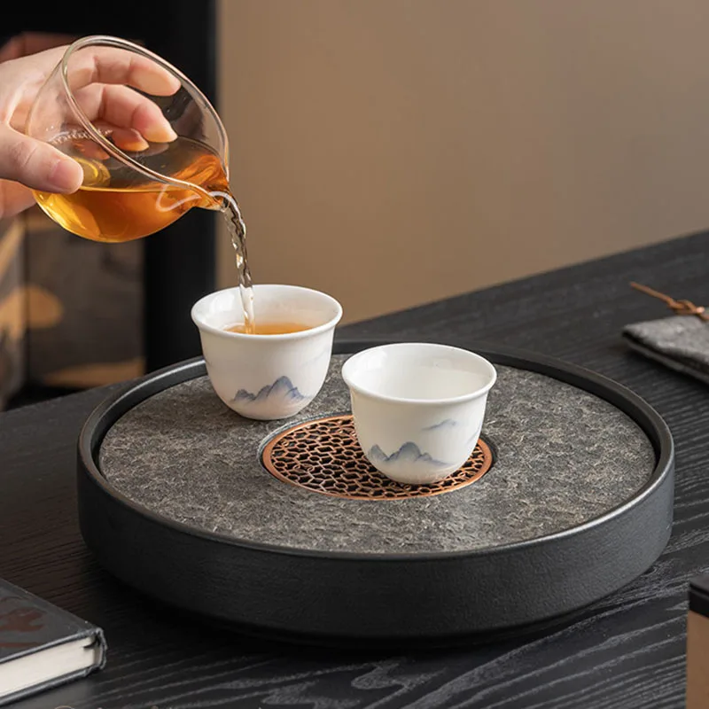 Round Ceremony Tea Tray Serving Decorative Luxury Table Accessories Valet Tea Tray Vintage Coasters Bandejas Home Products