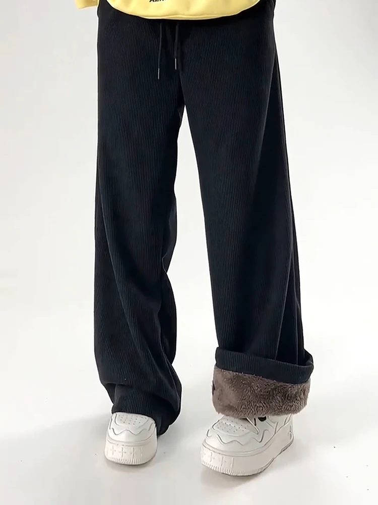 

Мужские американские вельветовые брюки в стиле ретро, зимние, очень теплые, на флисовой подкладке, прямого кроя, повседневные, молодежные, модные, брендовые