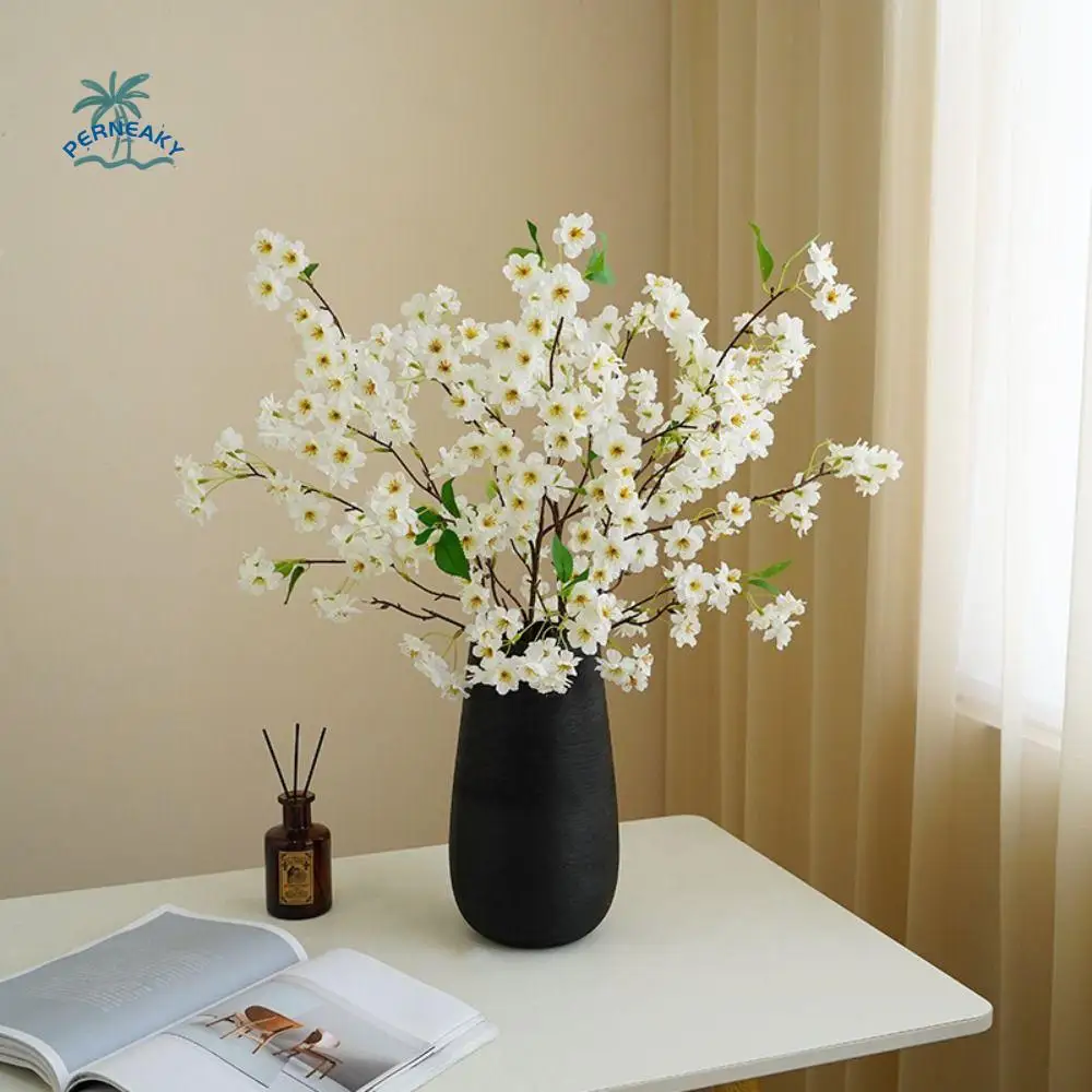 

90cm Artificial Cherry Blossoms Branches Real Touch Plastic Silk Cherry Blossoms Handmade Elegant Fake Flower Wedding Decor