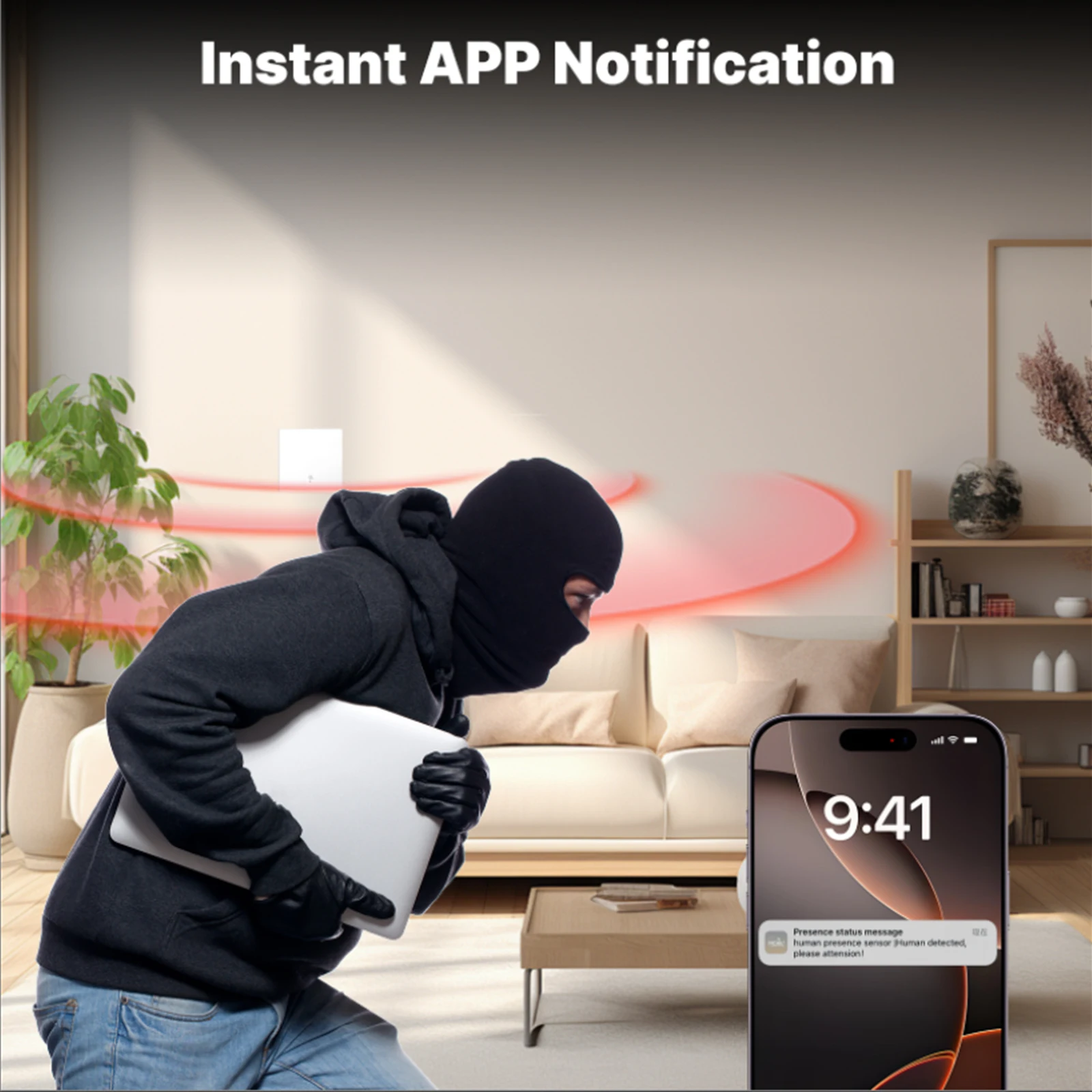 MOES Tuya Zigbee Smart mmWave Radar Interruptor de pared con detección de presencia humana, cable neutro opcional, compatible con Alexa y Google