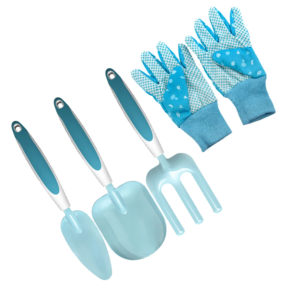

4pcs Planting Tool Set Sturdy Garden Hand Tools Cultivator Trowel Rake Shovel Gloves Soil Loosening Digging Flower