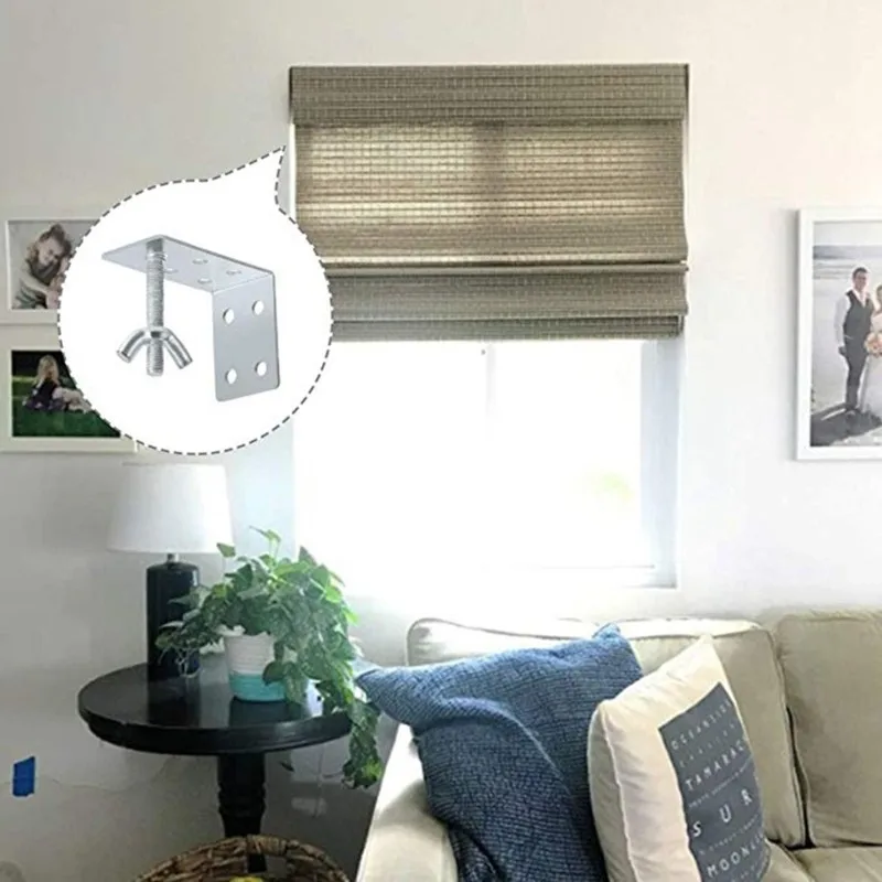 AB66-Roman Blind Mounting Brackets, L-Shaped With Side And Top Brackets, Original Color Fixed Mounting Bracketaccessories10pc