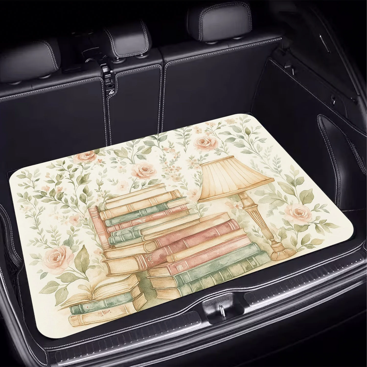 1pc, Vintage Artistic Style Book Floral Character Trunk Mat, Beautiful Floral Print Pattern, A Must-Have For Travel, Compatible