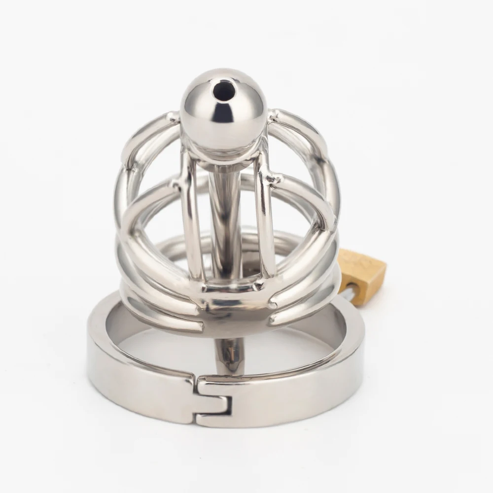 Male Stainless Steel Chastity‬⁩ Cage Lock With Metal Urethra Catheter Cock Cage Cock Ring Penis Ring BDSM Adult Sex Toys For Men