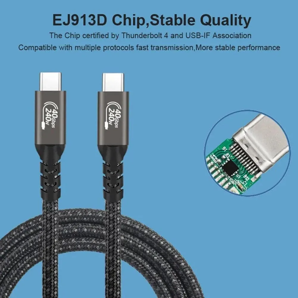 Short PD240W Fast Charging Cable USB4.0 40Gbps Type C to C Cable 8K@60Hz Video Cord for Huawei Switch Xiaomi iPad Pro Laptop