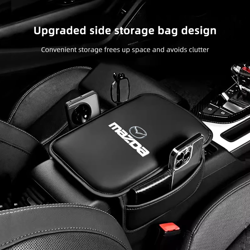 

PU Leather Car Armrest Cushion With Storage Bag Auto Accessories For Mazda 2 3 6 5 Atenza CX3 CX5 MX5 CX7 Axela CX30 CX90 CX60