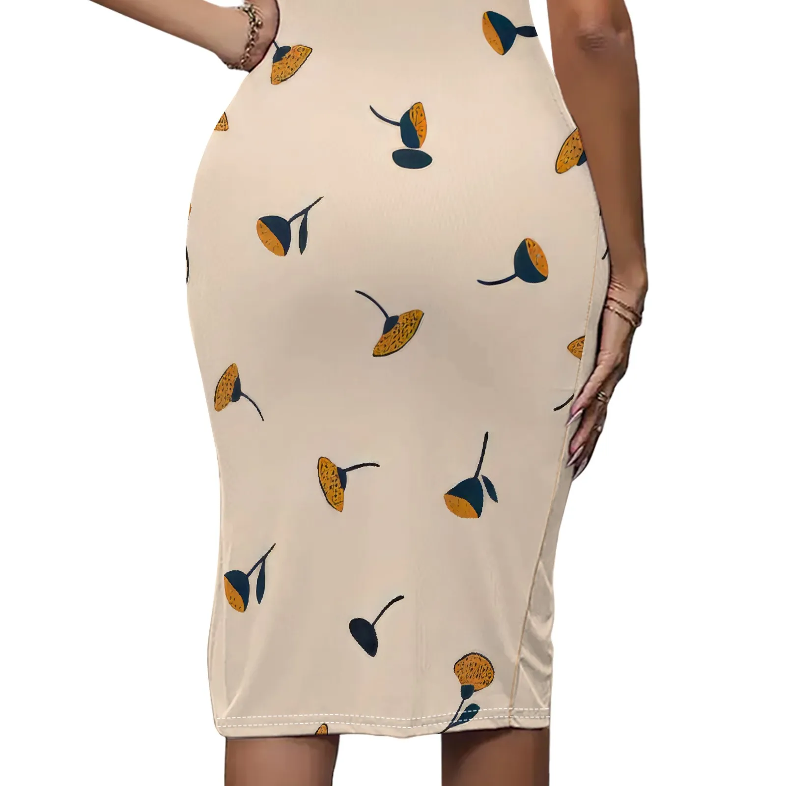 ผู้หญิงฤดูร้อนเซ็กซี่Bodycon Midi Dress 2025 Tank Topแขนกุดสแควร์คอSlim Fitกลับค็อกเทลปาร์ตี้ชุด