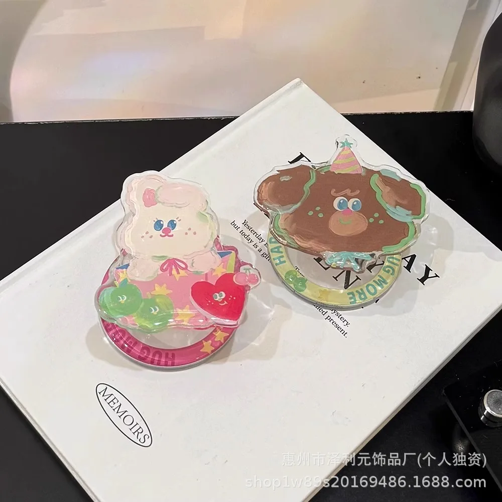 Korean Ins Oil Painting Cartoon Cute for MagSafe Magnetic Stand Phone for Iphone 17 Samsung S26 Grip Tok Griptok Bracket Holder