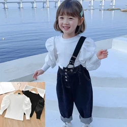 Children's Bubble Sleeve Top Fashionable Breathable Lightweight Long Sleeve Children's Travel Sunscreen Party Can Wear