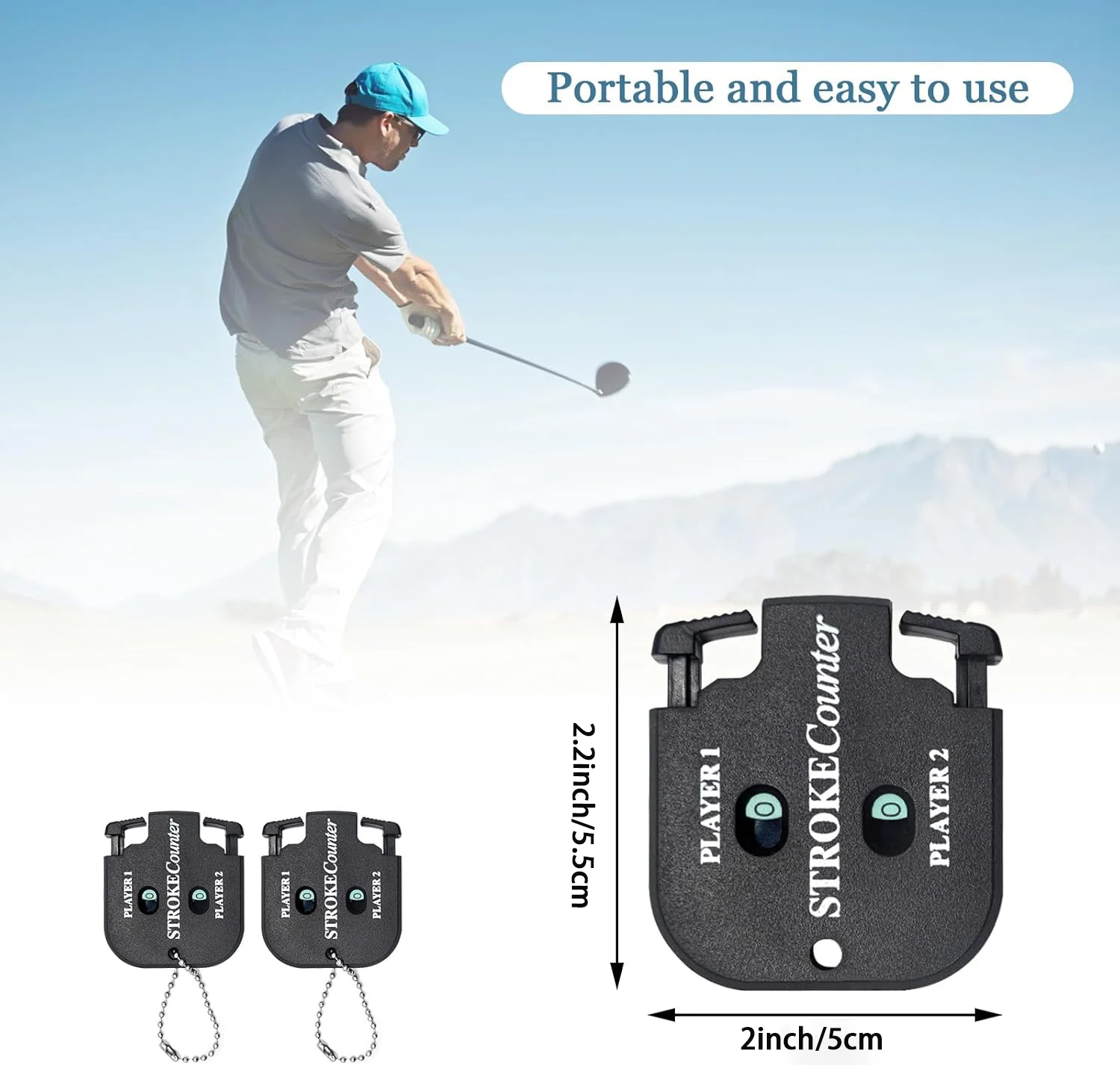 Golf Score Indicator 2 Player Stroke Counter Clicker Portable Golf Handy Count Shot for Different Kinds of Competitions and Game