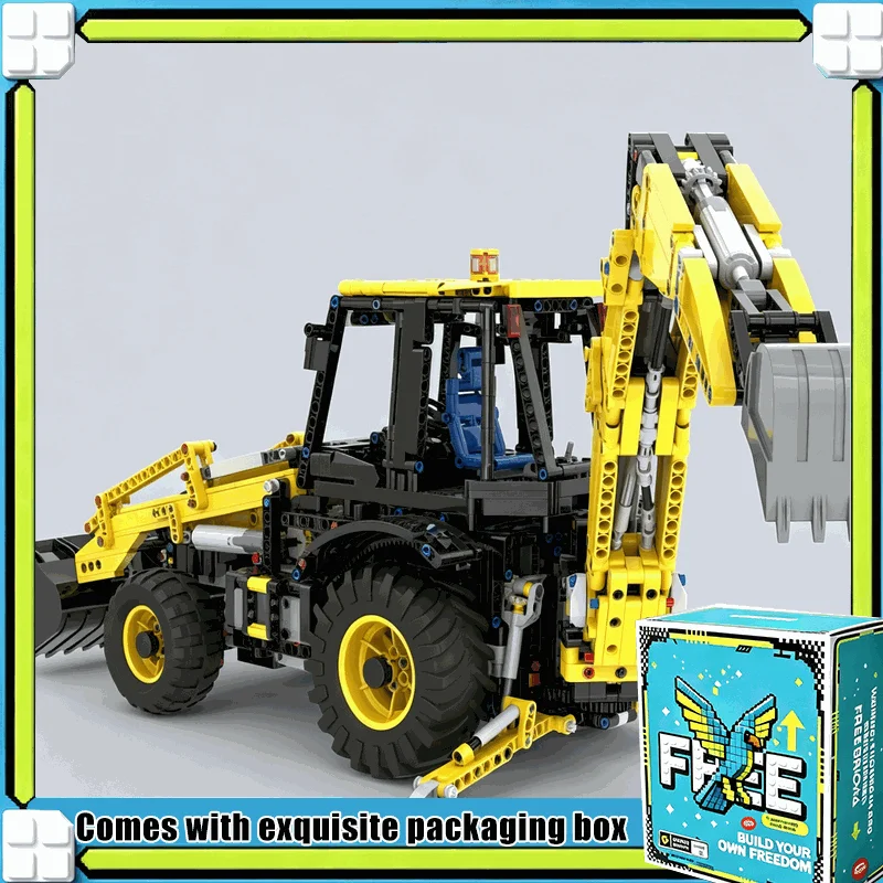 2471PCS MOC RC Backhoe Loader Construction Vehicle Model Custom Puzzle Building Blocks DIY Assembly Engineering Toy Gift
