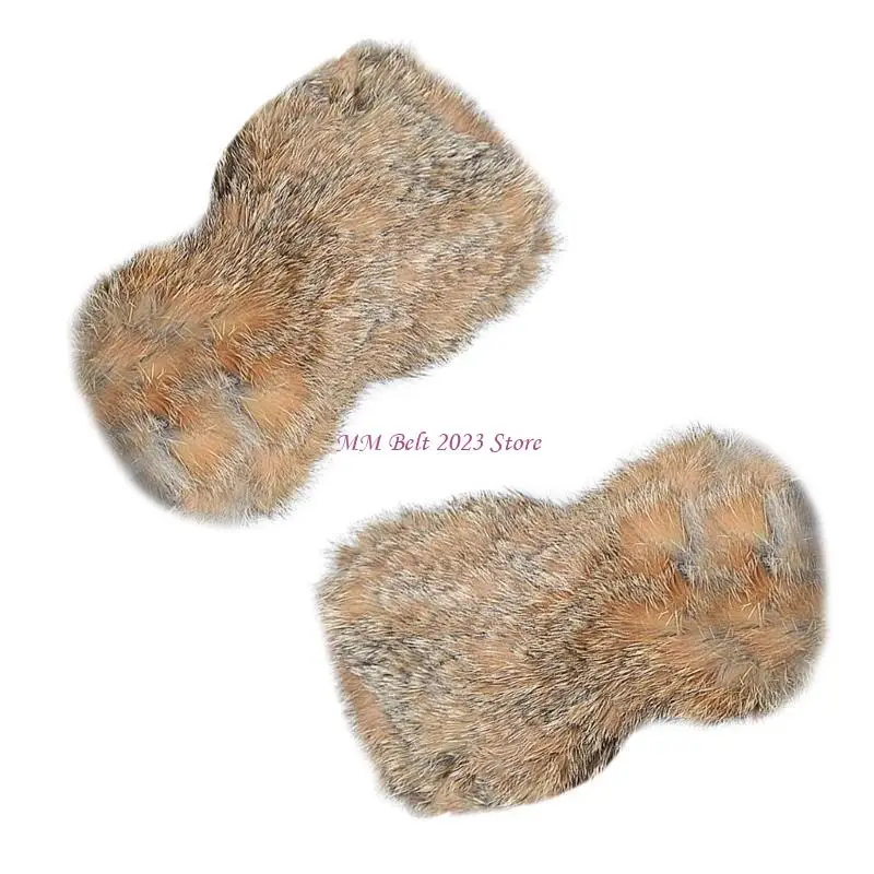 

49ME Stylish Open Finger Gloves Faux Furs Wrist Warmer For Winter Wrist Protecting