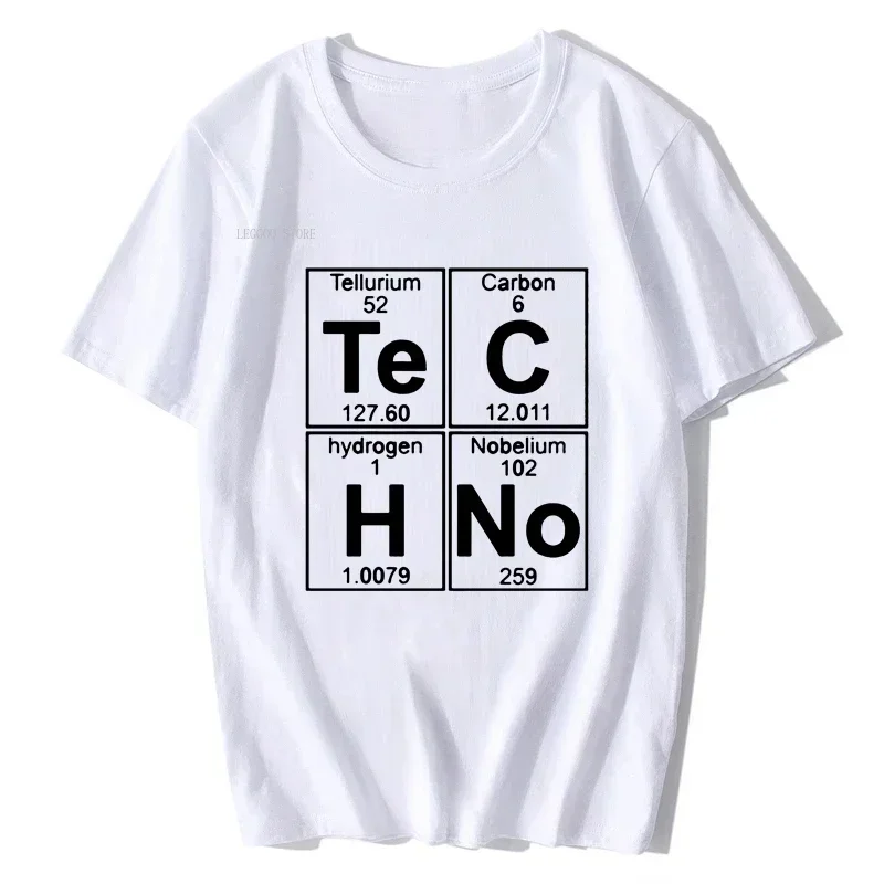 Techno Dance Music T Shirt Rock Band Cool Popular Teens Comic Comfy Harajuku Chemical Element English Letters Printed Y2k Tops