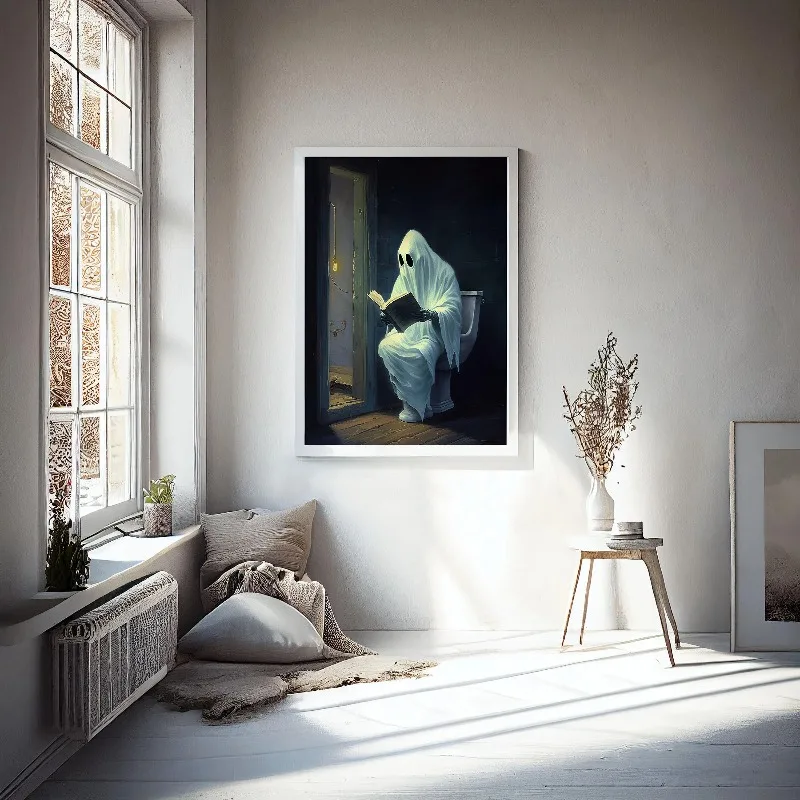 Cute Ghost Wall Art Print Funny Vintage Ghost Portrait Halloween Poster Spooky Witch Canvas Art Print Gothic Home Decor Print, image 3