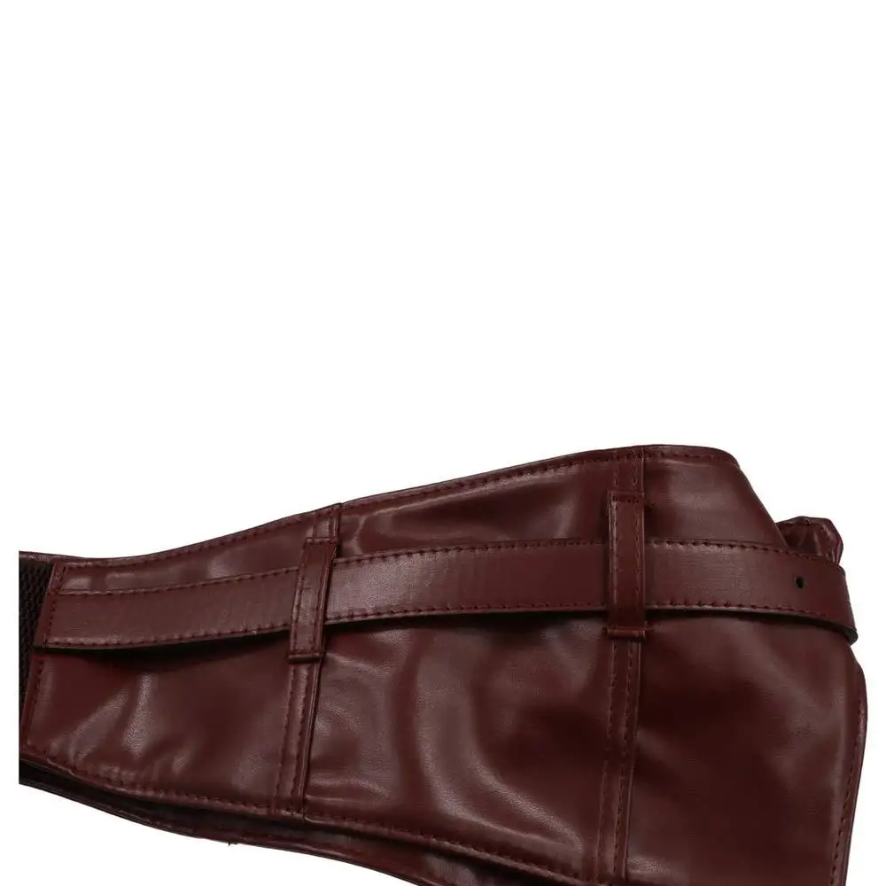 Gothic Adjustable Elastic Cummerbunds Solid Color Elastic Wide Belt PU Leather Waistband Waist Corset Girl