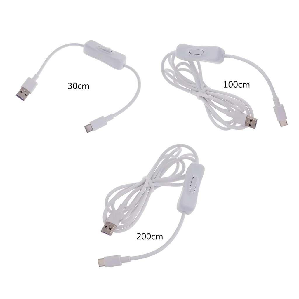 

1PC USB-C Cable with Switch White Data Cable for Quick Charging, Data Transfer, Hard Drives, Hubs, Smartphones and Tablets