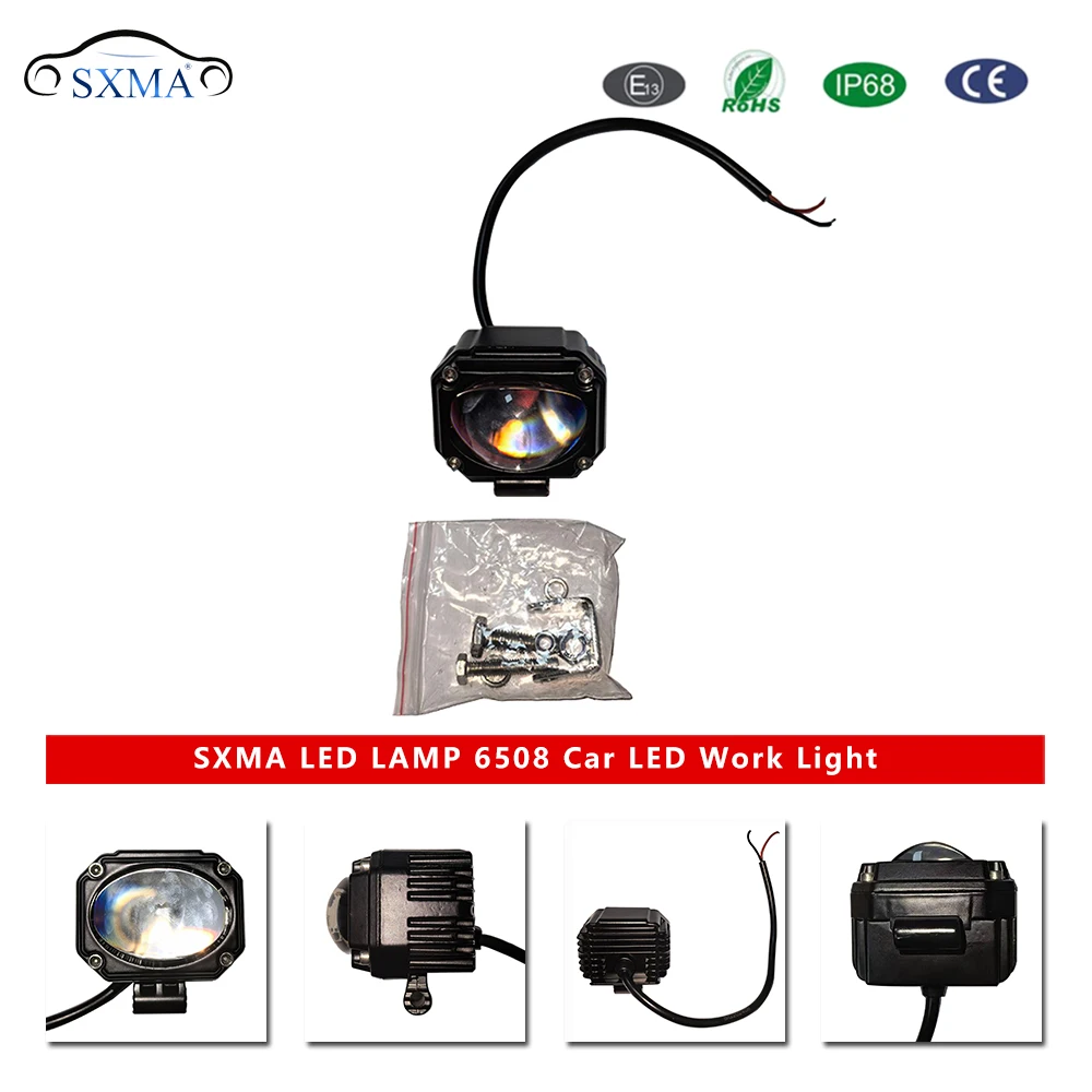 SXMA LED6508 Search Light for Tractor/Excavator Emergency Safety Warning Lamp Worklight 10w 1pc Waterproof (Blue Light Square)