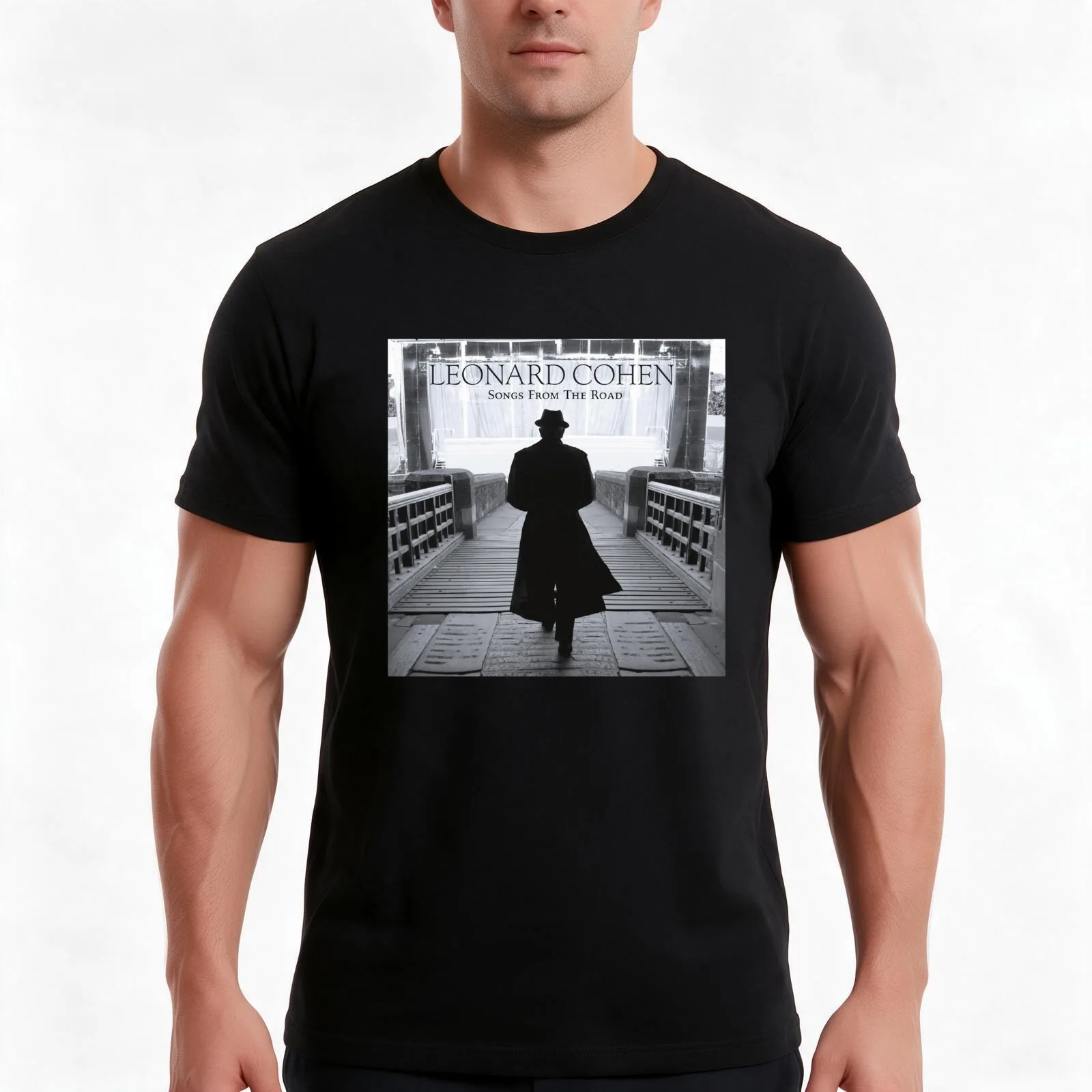 Leonard Cohen Songs From The Road Album T-Shirt, Summer Casual Cotton Tee, Oversized Streetwear Tops, Vintage Graphic Print