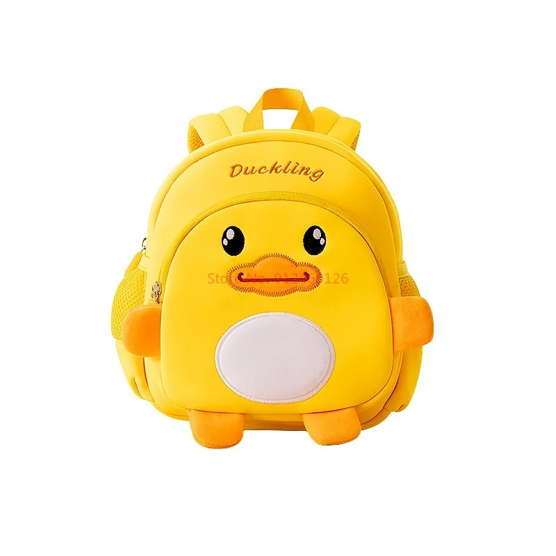 Mochila de jardín de infantes para niños y niñas, bolsa de pato amarillo, mochila de dibujos animados para niños de 3 a 6 años, mochila de tracción con ventilación