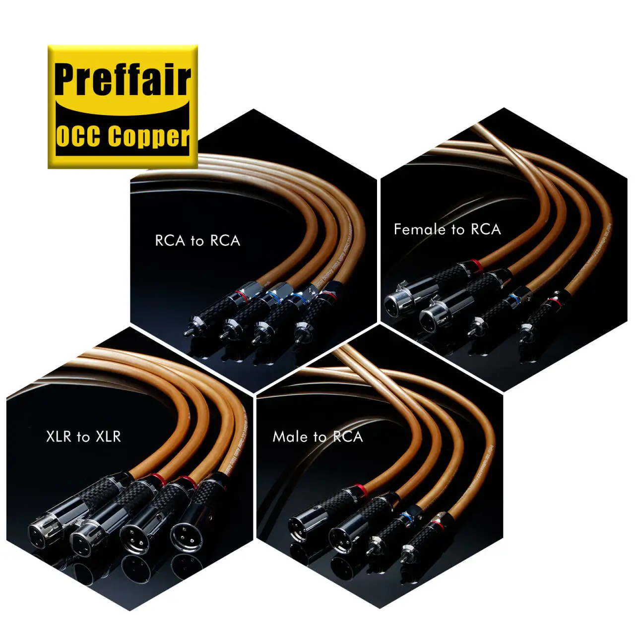 Preffair HiFi X421 OCC Copper Rh odium Plated Audio Cable Carbon Fiber RCA / XLR Plug High Quality Interconnect Cable
