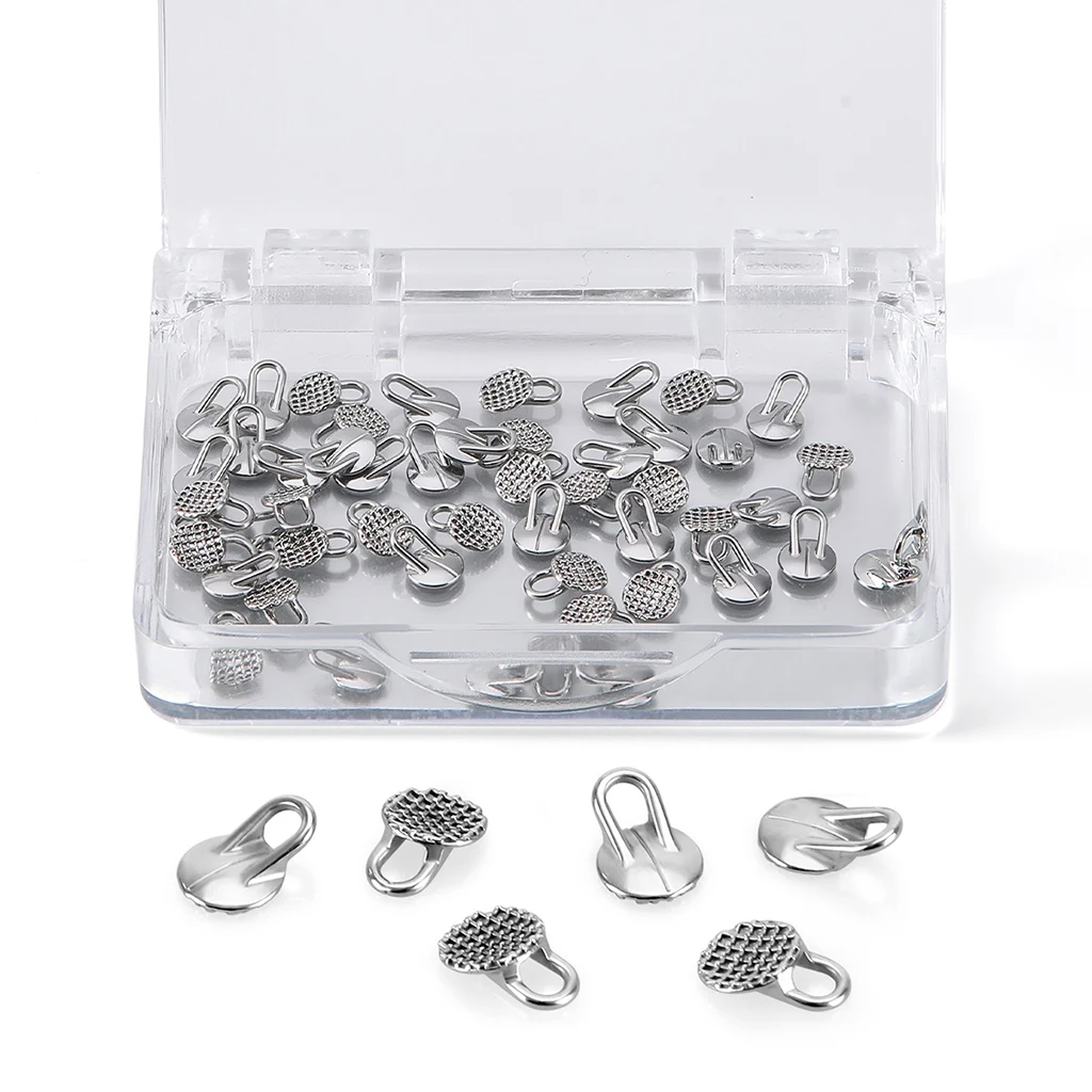 50 Stück/Box AZDENT Dental-Kieferorthopädische Lingual-Knöpfe mit Loch, klebbare runde Basis, Zahnmedizinmaterial aus Edelstahl – Detail 13