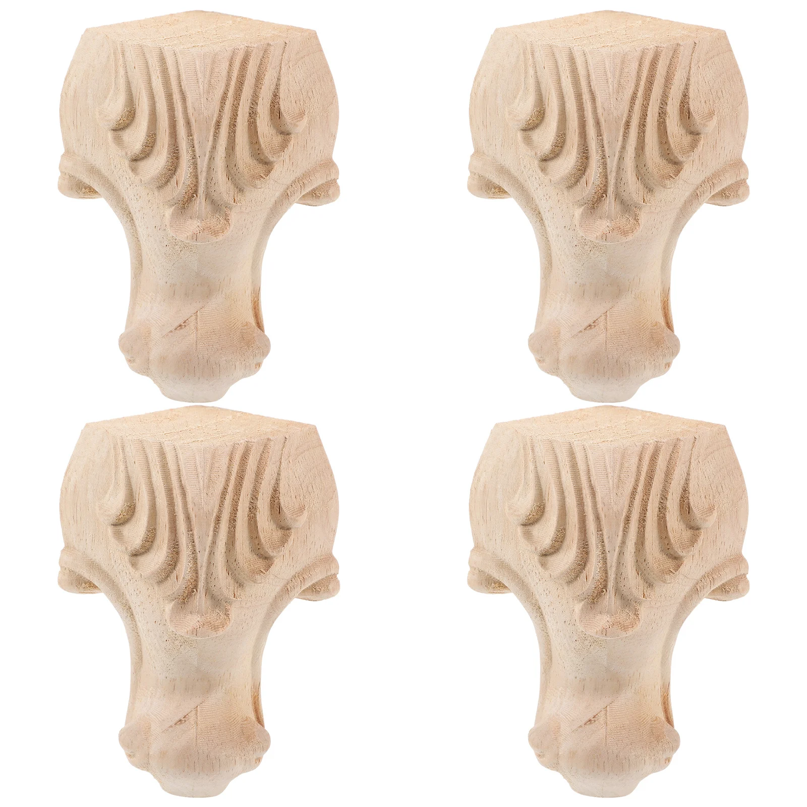 4Pcs Wooden Furniture Legs Vintage Embossed Decorative Feet Sofa Table Cabinet Durable Furniture Feet Couch Legs