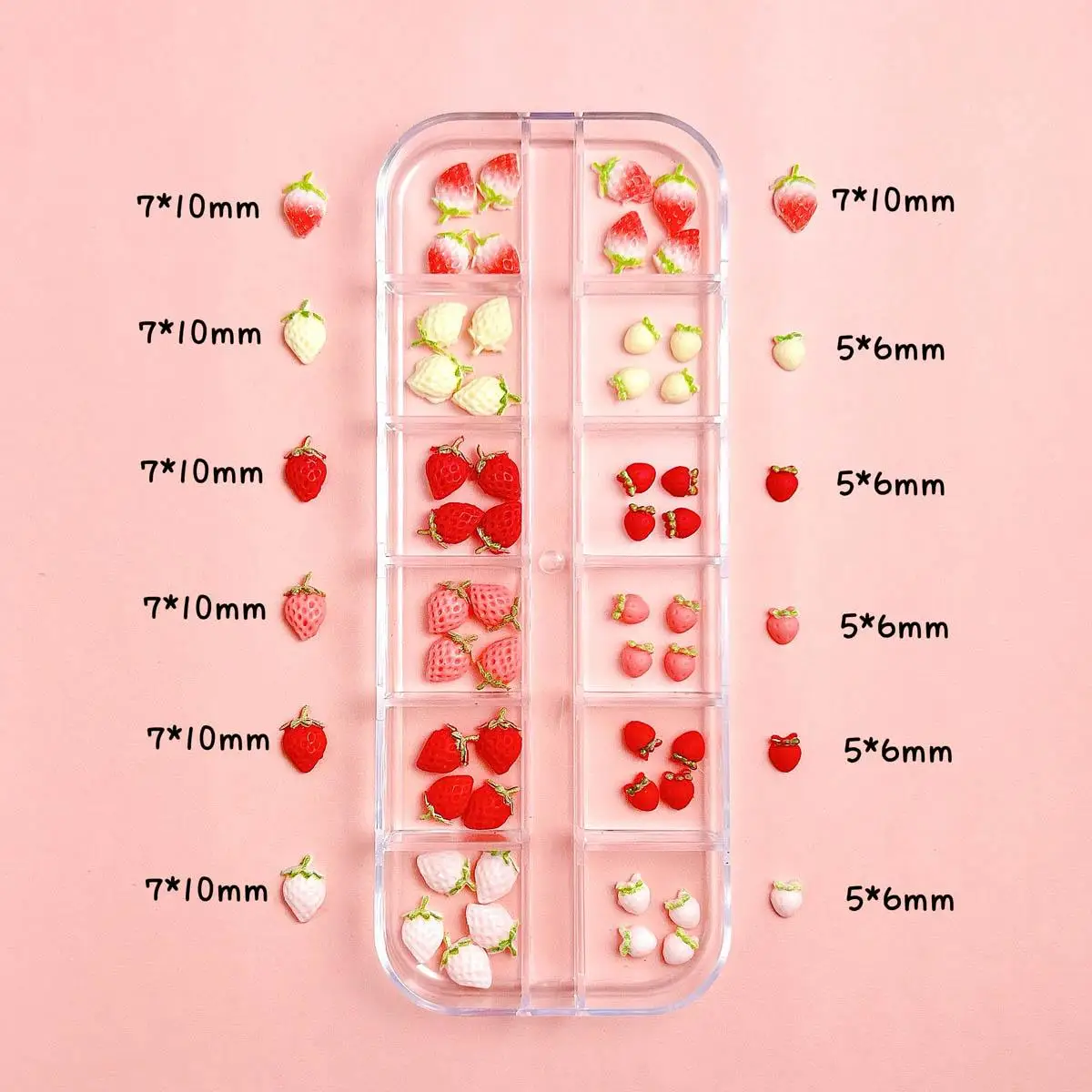 1Box New Creative Colorful Strawberry Resin Nail Charms 3D Adorable Simulated Strawberry Nail Art Decorations DIY Hairpin Nails