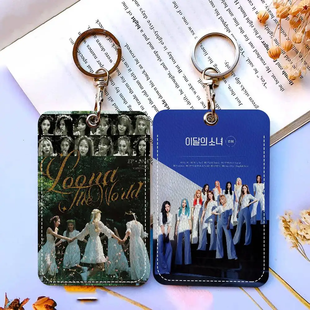 

Kpop Group Loona Card Holders Student ID Card Protective Cover Cases Student Campus Access Cards Key Chain Anti-lost