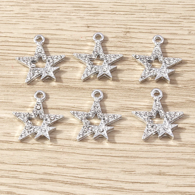 10pcs 17x19mm Cute Crystal Star Charms Pendants for Making Women Fashion Earrings Necklace Bracelets DIY Craft Jewelry Findings