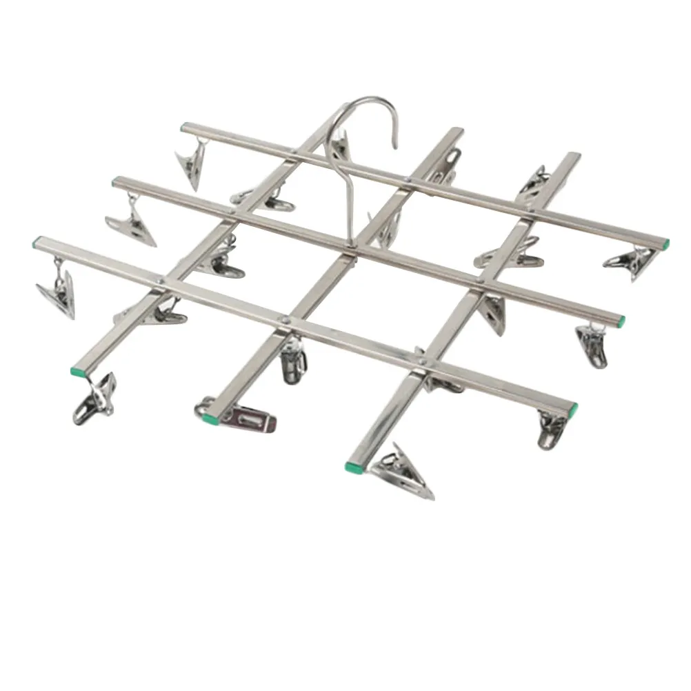 

Складная сушилка для одежды из нержавеющей стали с зажимами-зонтами, плоская вешалка для белья, ветрозащитная сушилка для нижнего белья и носков