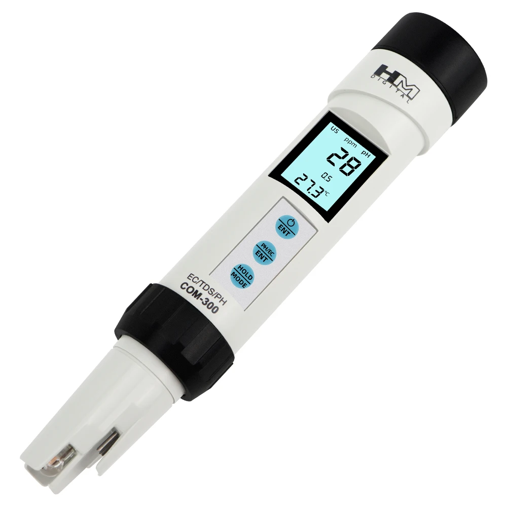 COM-300 Water Quality Digital Measurement Tools  4 in 1 TDS EC Temp PH Meter for Waterproof Testing Device