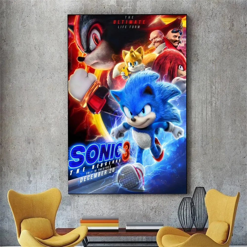 Movie S-SonicS Shadow H-HedgehogS Poster Print Canvas Painting Wall Art Picture Living Room Home Bedrooom Bar Restaurant Decor