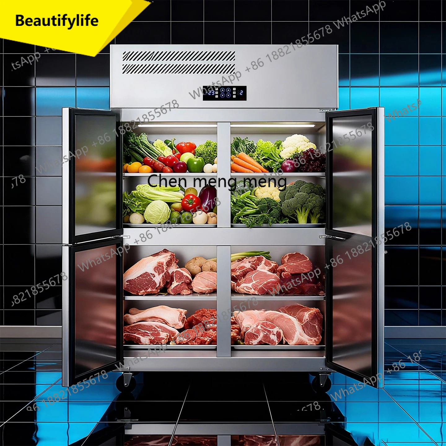 

Холодильник M46, коммерческое охлаждение, замороженный шкаф для хранения свежести, двойного назначения, вертикальная шестидверная морозильная камера, большая вместимость