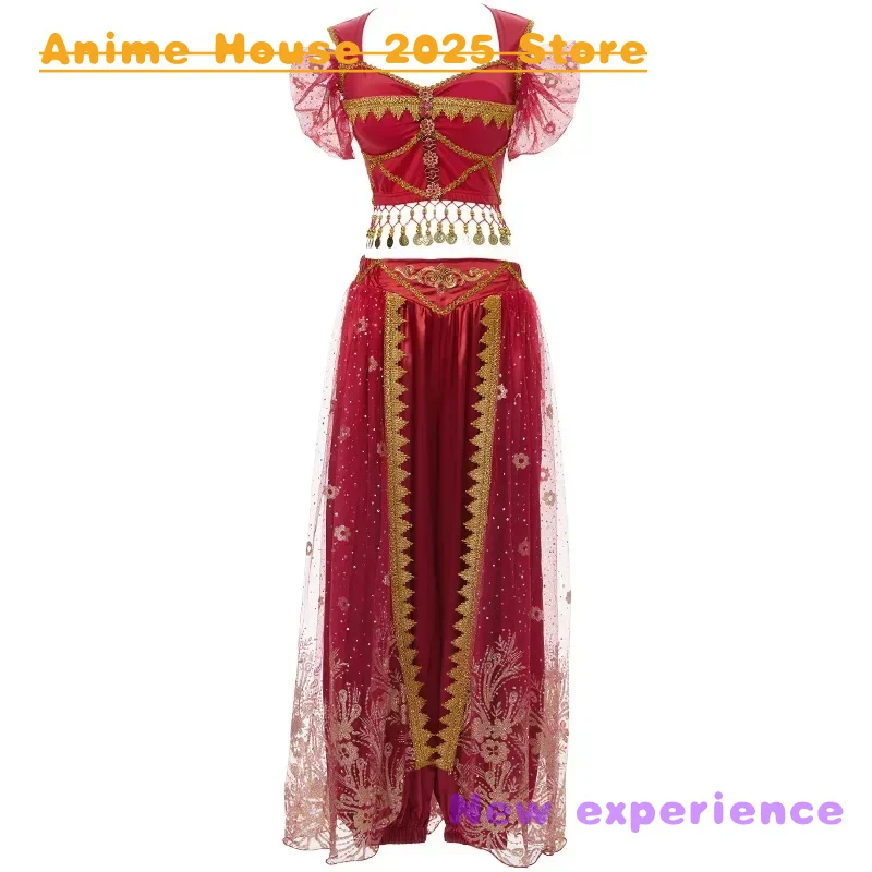 Traje de Anime 2025, traje de actuación de estilo chino Han y Tang para mujer, disfraz de práctica de danza del vientre de princesa Jasmine Aladdin