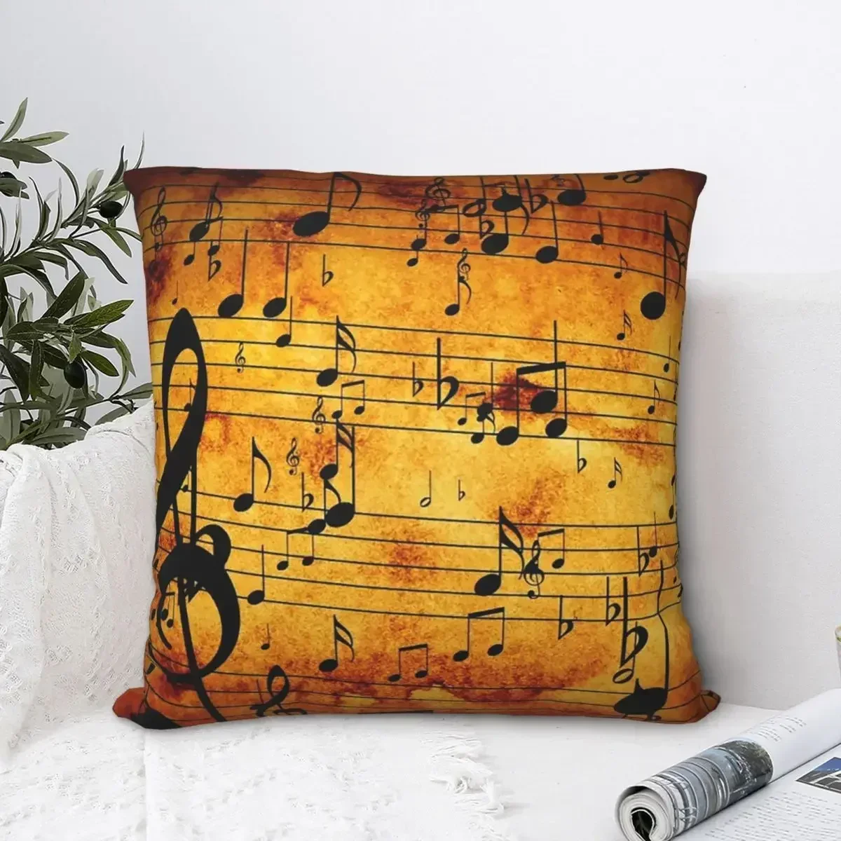 Niemi Music Musical Note Pillowcase Cushion Cover Retor Music Pattern Throw Pillow Case Cover Home Dropshipping 45X45cm