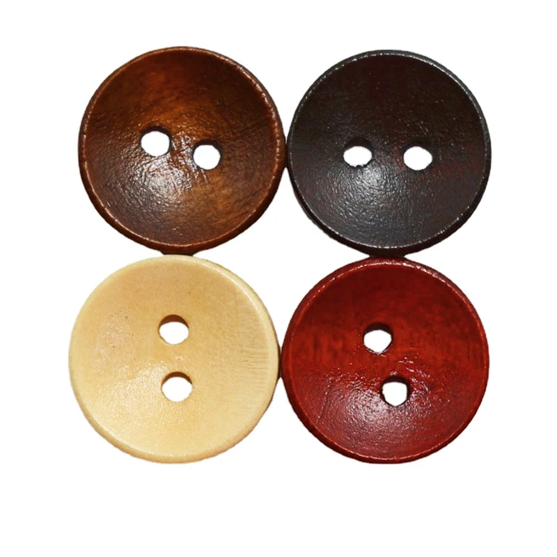 50PCs Wooden Sewing Buttons Scrapbooking Round Bowl Two Holes 15mm Dia. Costura Botones Decorate bottoni botoes