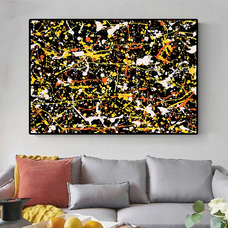 Colorful Abstract Lines Artwork Poster Graffiti Canvas Painting Prints Jackson Pollock Style Wall Pictures for Living Room Decor