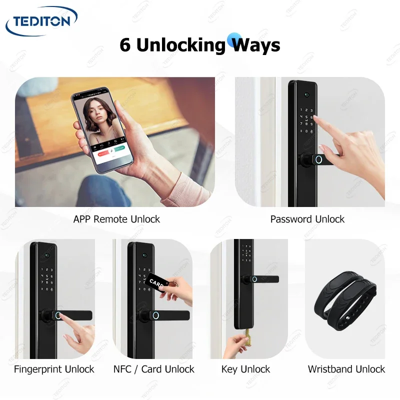 Interphone connecté Tuya, Wi-Fi, étanche, avec capteur d'empreinte digitale Rfid, système de communication sans clé, avec caméra, pour maison connectée