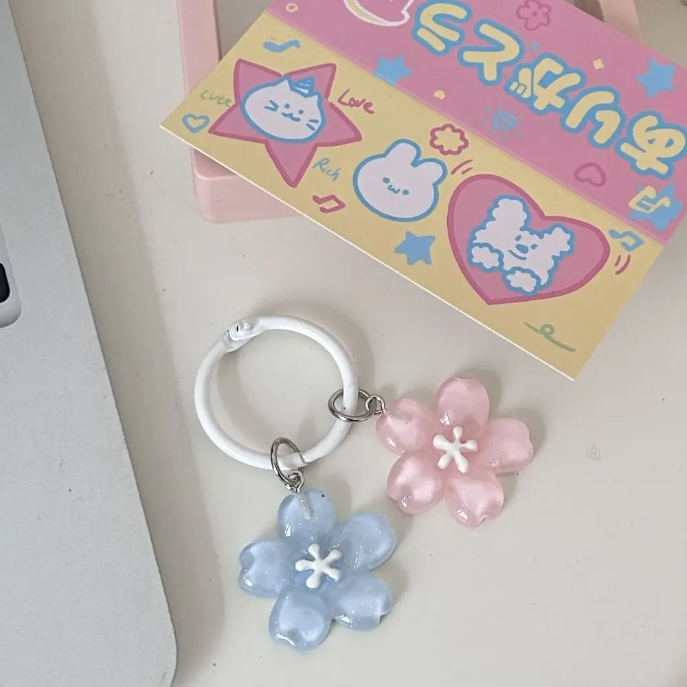 Simulated Sakura Key Chain Resin Cherry Blossom Jelly Sakura Pendant Keyring Flower Romantic Translucent Flower Pendant Girls