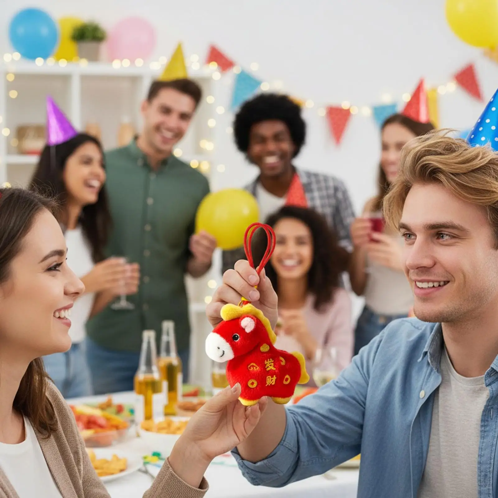 중국 테마 인형 열쇠고리 랜야드 포함 크리스마스 새해 봄용