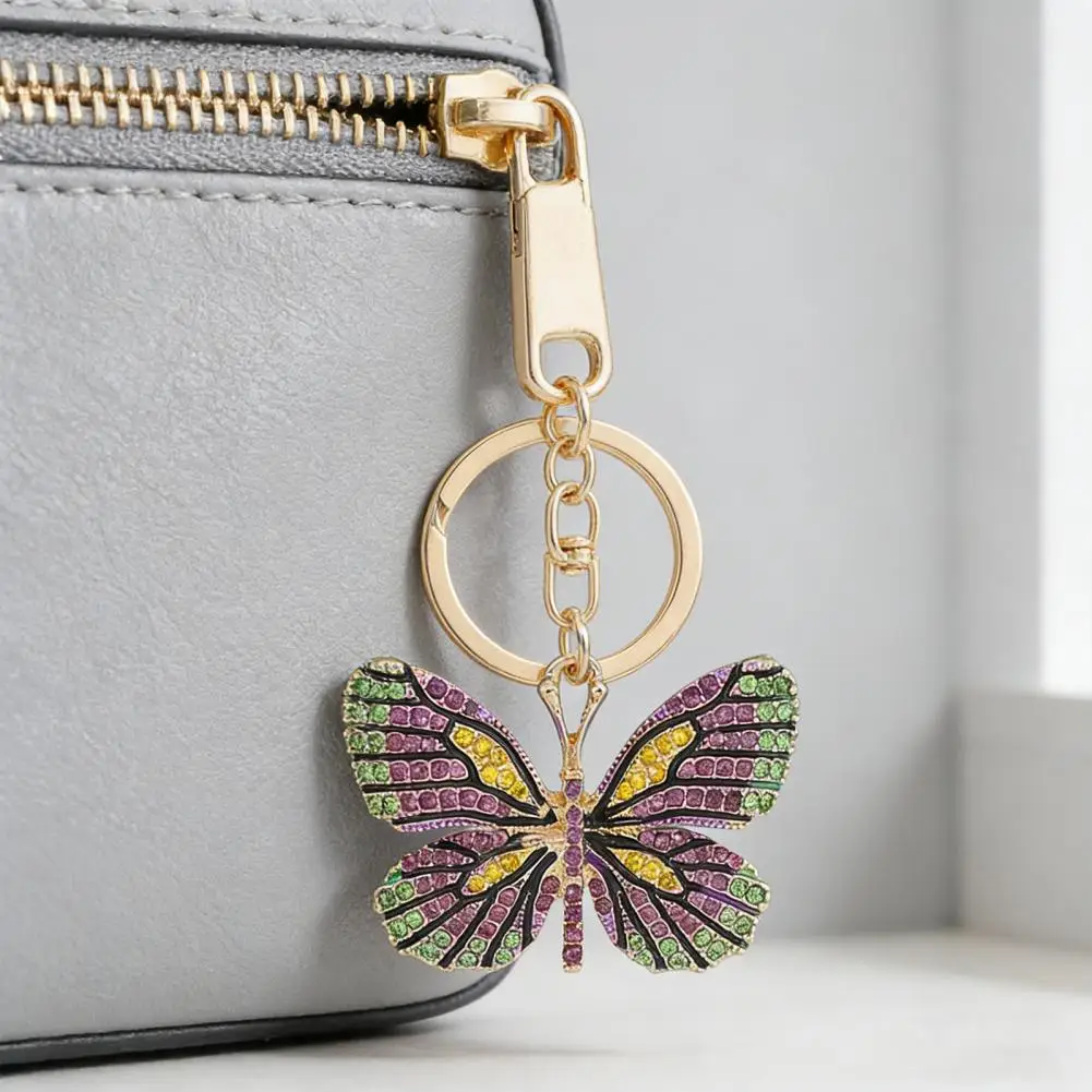 Delicate Enamel Sequin Butterfly Keychain for Women Girls Key Ring Pendant Handbag Accessories DIY Handmade Jewelry Gifts