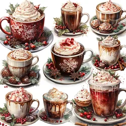12Pcs/Pack Vintage Christmas Coffee Sticker DIY Craft Scrapbooking Album Junk Journal Decorative Stickers