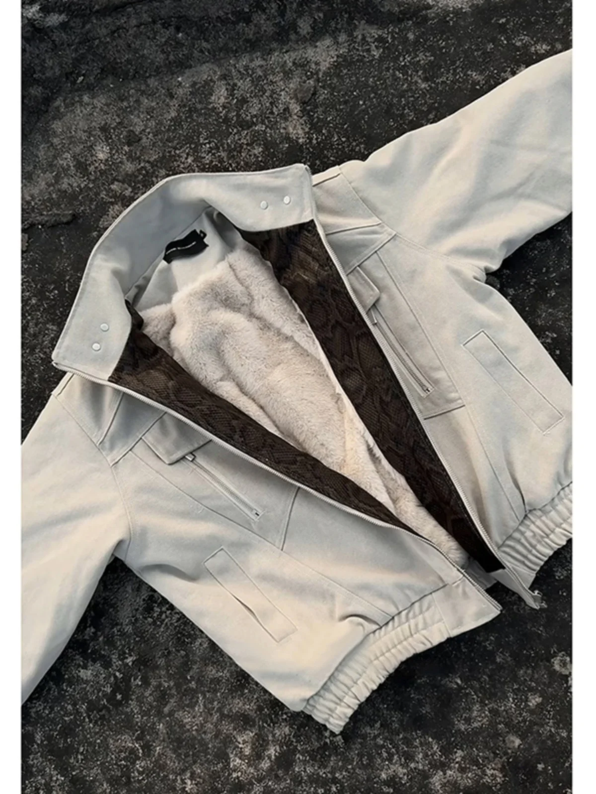 

Thiened Cotton Jaet Men's Winter Coat Snake Limitation Military Cloth Mountain Python Clip Lapel Workwear Polyester Fiber