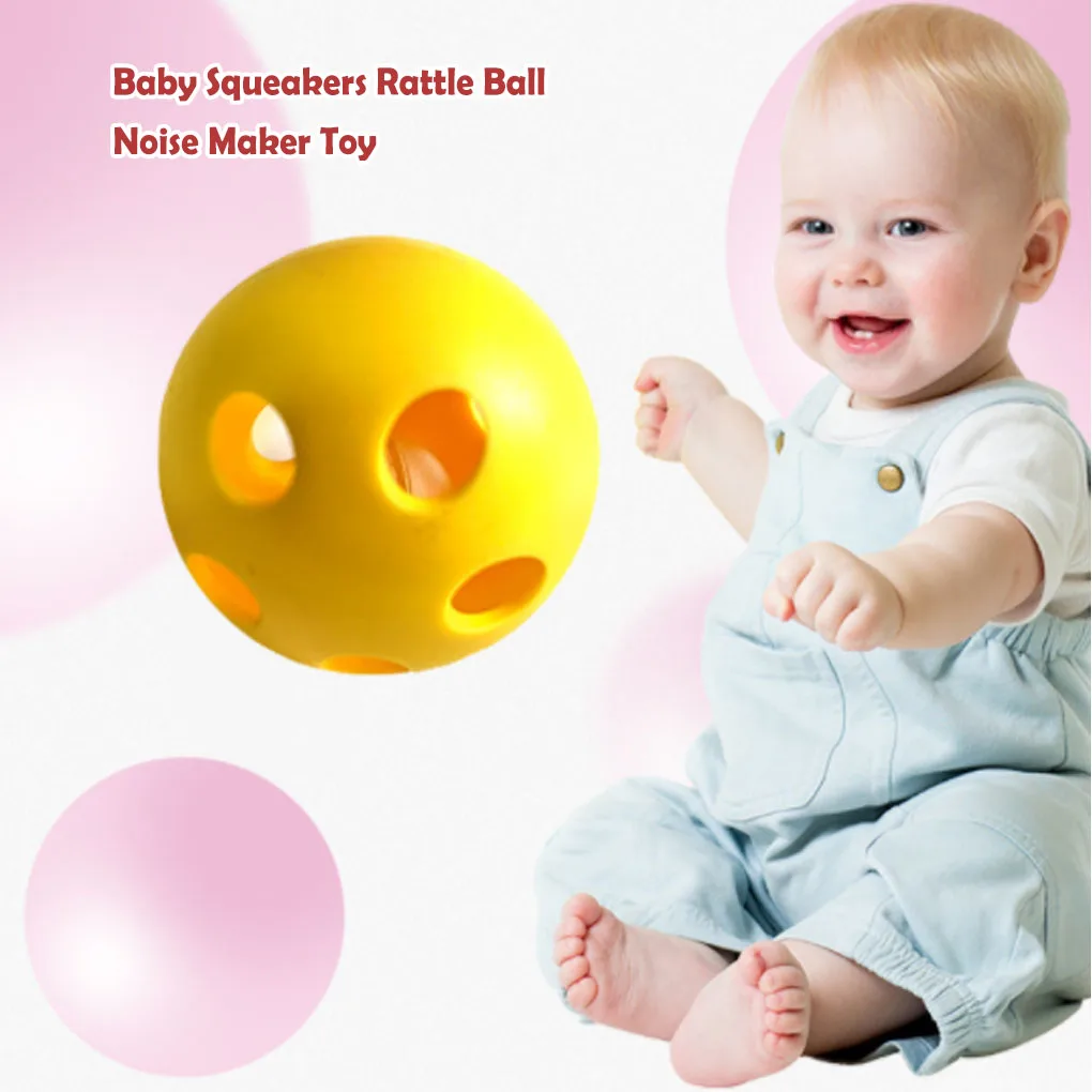 10 Pieces ABS Baby Toy Rattle Ball Portable Replacing Colorful 5 Hole 28mm Round Noise Maker Part Random Color