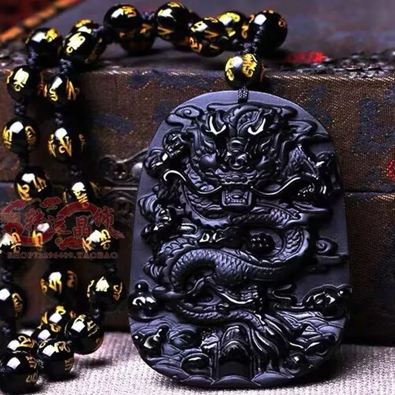 Natural Obsidian Pendant, Featuring A Majestic Design, Symbolizing Good Luck, Suitable Both Men Women, And
