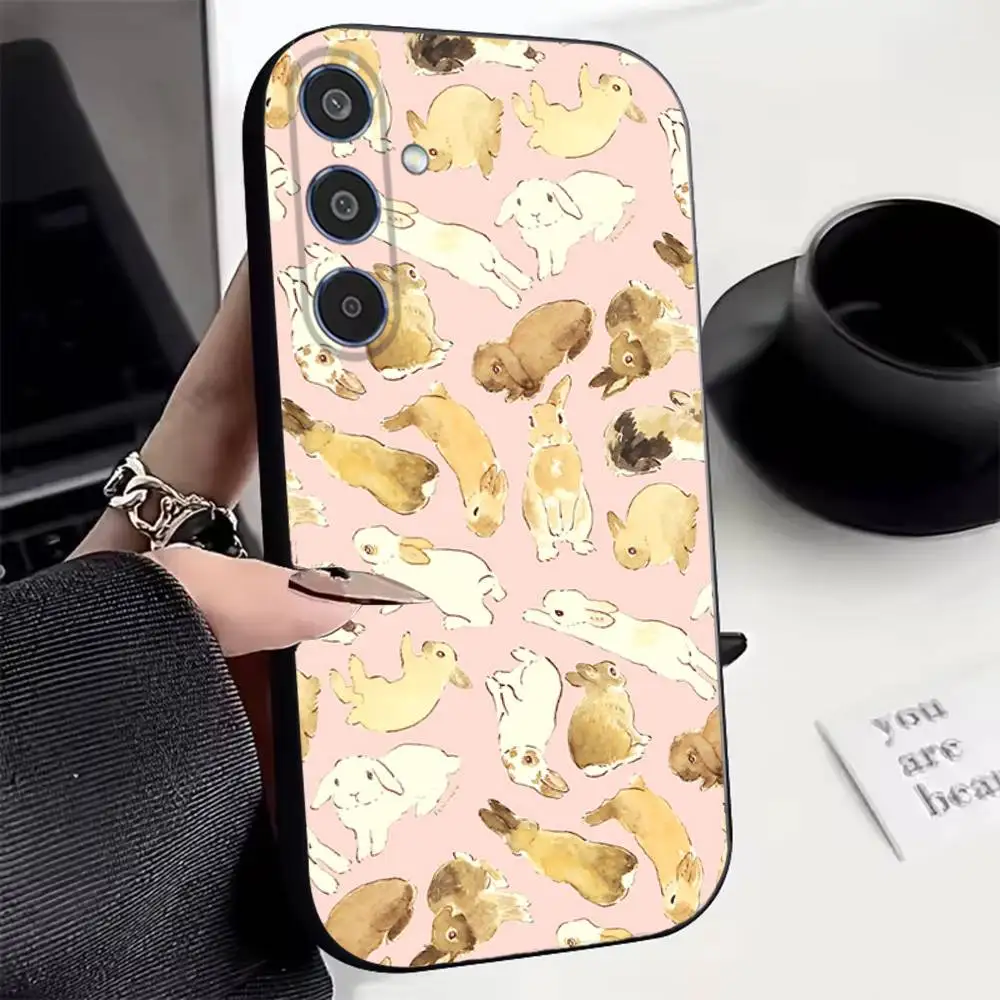 Cute rabbit Phone Case For Samsung Galaxy  A22 A21 Ultra  A70  A71 A73 A72 Black Back Cover