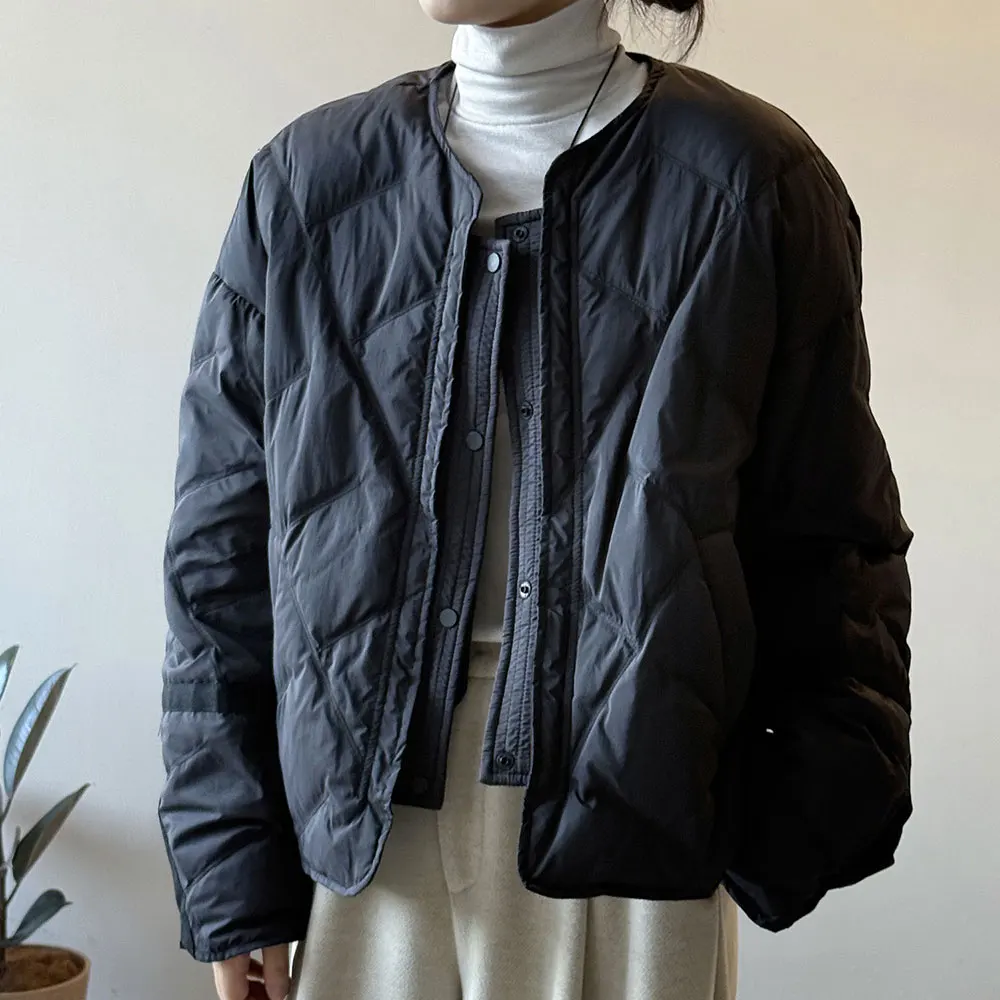 2025 Women Winter Coat Long Sleeve 90 White Duck Down Coat O-Neck Warm Jacket Women Tops Light Down Jacket Coat Casaco Feminino