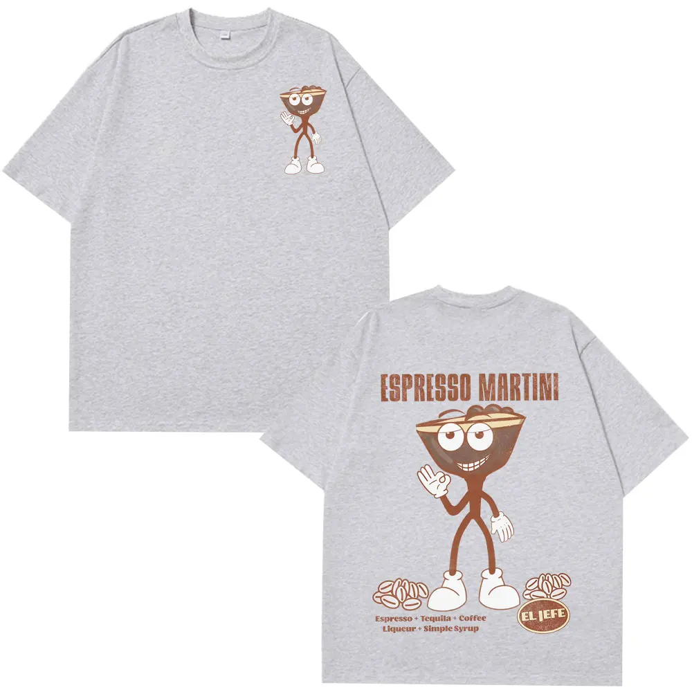 مضحك اسبريسو مارتيني الكرتون خمر طباعة تيز الرجال النساء Harajuku التي شيرت الصيف قصيرة الأكمام القطن عادية الهيب هوب تي شيرت