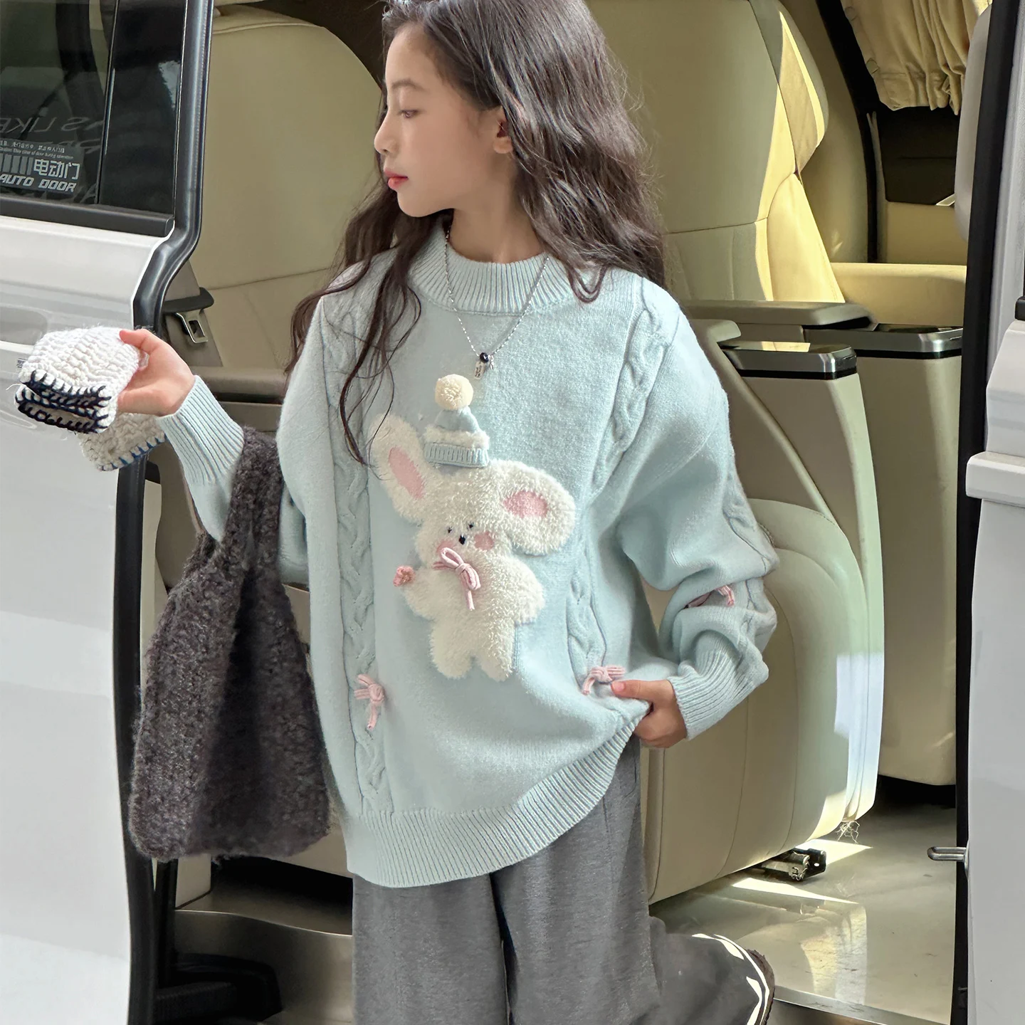 

Baby Girl Vintage Fashion Spring Autumn Bonny Knitwear Kid Sweater Ages 4-14Y Tween Girl Daily Outfit Child Cute Daily Pullover