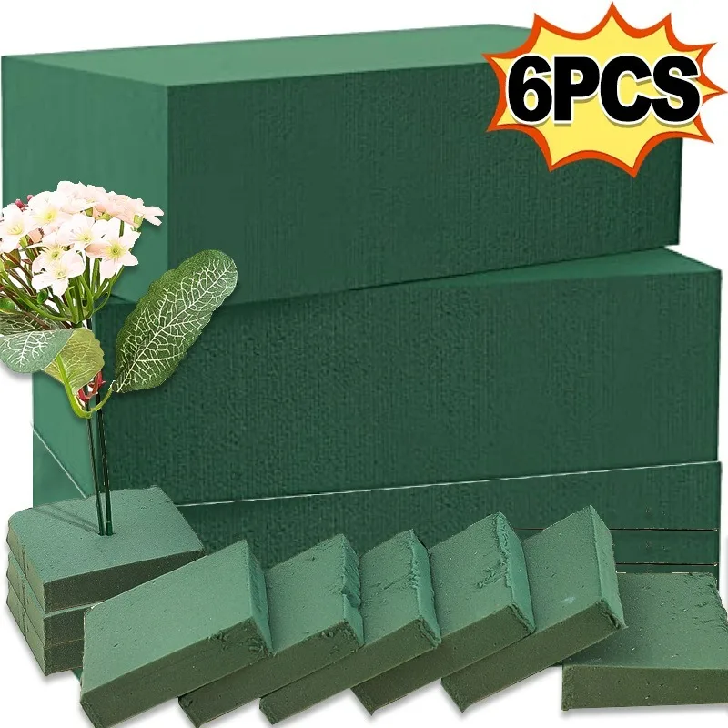 6/1Pcs Square Floral Foam Bricks Artificial Dry Wet Flower Mud Flower Arrangement Foam Blocks Green Sponge for Florist Supplies